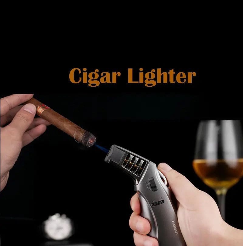 Jobon Turbo Flame Lighter, Creative Cigar Lighter With Fire Lock, Kitchen Flame Ignition Lighter, Refillable Jet Turbo Gas Lighter, Cigar Cigarettes Lighters, BBQ Candle Baking Inflatable Storm Flame Smoking Gadget Jobon Turbo Flame Lighter, Creative Cigar Lighter With Fire Lock, Kitchen Flame Ignition Lighter, Refillable Jet Turbo Gas Lighter, Cigar Cigarettes Lighters, BBQ Candle Baking Inflatable Storm Flame Smoking Gadget